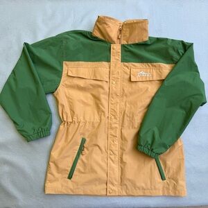 CruiseWear & Company Men's Rain Jacket Windbreaker Yellow Green Hooded Alaska L